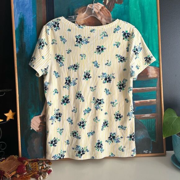 Karen Scott Yellow Floral Short Sleeve Top - Picture 8 of 16